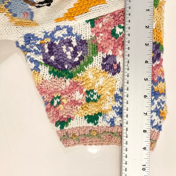 NWOT VINTAGE SUSAN BRISTOL Cardigan S Easter-BunnyEgg-Basket Floral Chunky-Knit - Picture 15 of 15
